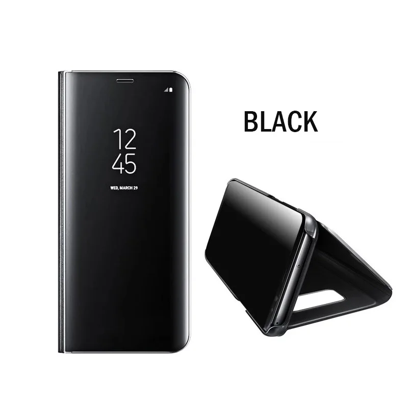 Black Умный зеркальный флип-чехол для телефона для samsung Galaxy S9 S8 S7 S6 Edge Plus умное покрытие для Note 9 8 J5 J7 A5 A6 A7 A8 чехол - Цвет: Black