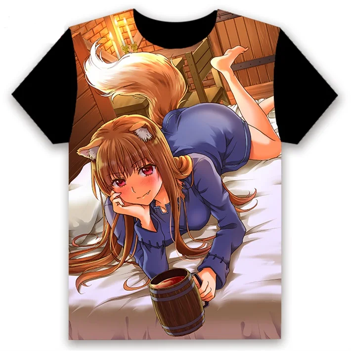11 Аниме футболка Spice and Wolf Holo Косплей короткий рукав Женская Мужская черная футболка Повседневная летняя футболка Otaku - Цвет: 11