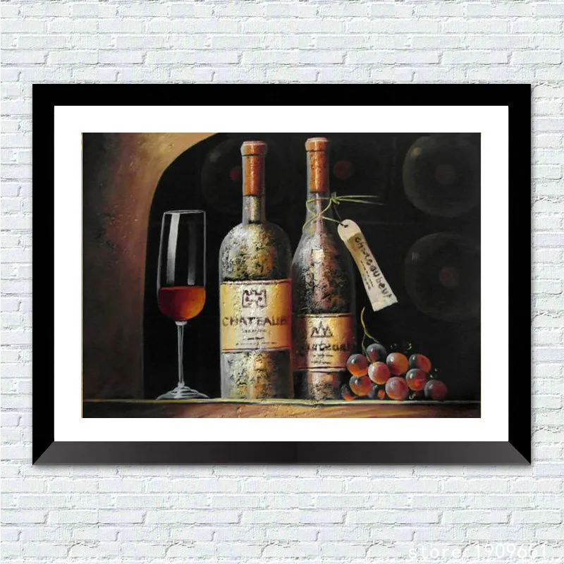 Холст для бутылки с красным вином без рамки распечатка маслом напечатанная на