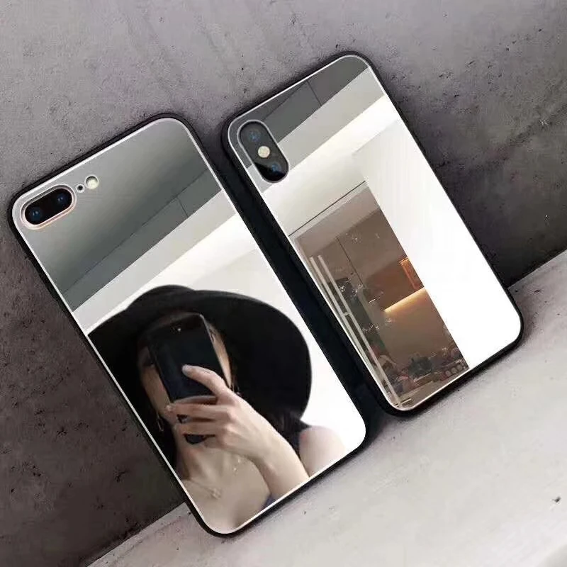 Серебряное зеркало для нанесения макияжа чехол iPhone X XS Max XR жесткий Fundas 8 7 6S Plus Hoesjes