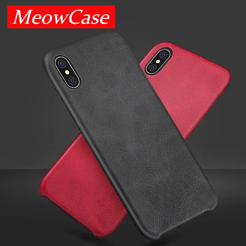 Meow чехол для iphone X XS кожаный оригинальный винтажный деловой 6S 6 7 8 Plus Leder из