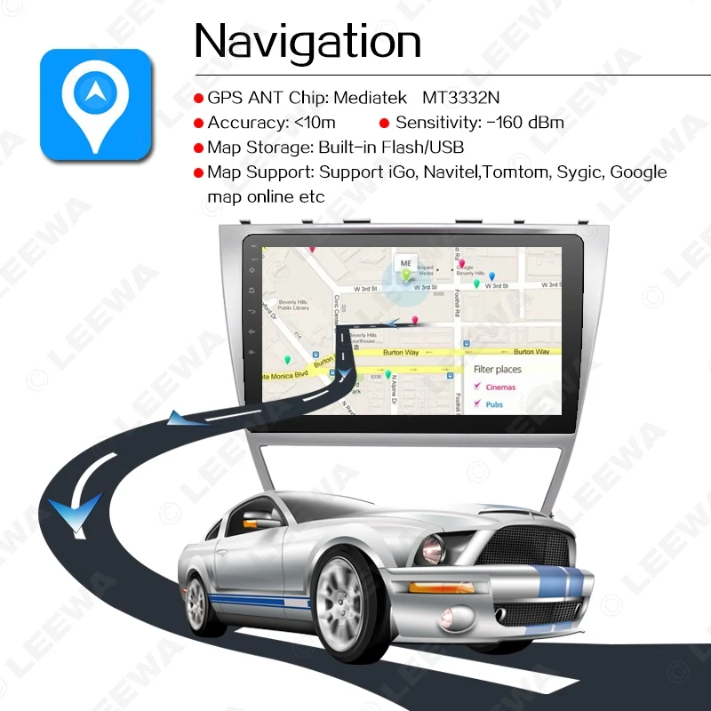 LEEWA 10,2 дюймов HD Android 8,1 четырехъядерный автомобильный медиаплеер с gps Navi Радио для Toyota Camry XV40/Daihatsu Altis получить: камера