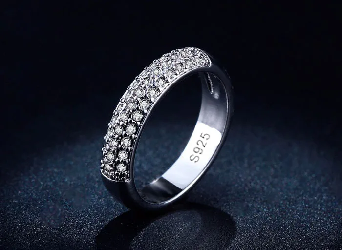 YANHUI кольца из чистого серебра Набор Полный CZ Diamant Обручение кольца ювелирных изделий 925 пробы серебряные обручальные кольца для Для женщин JZR073