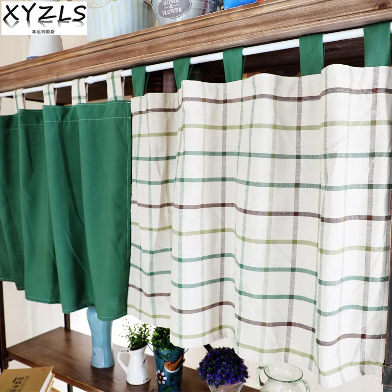 XYZLS европейские Стильные зеленые и клетчатые кухонные занавески для кафе