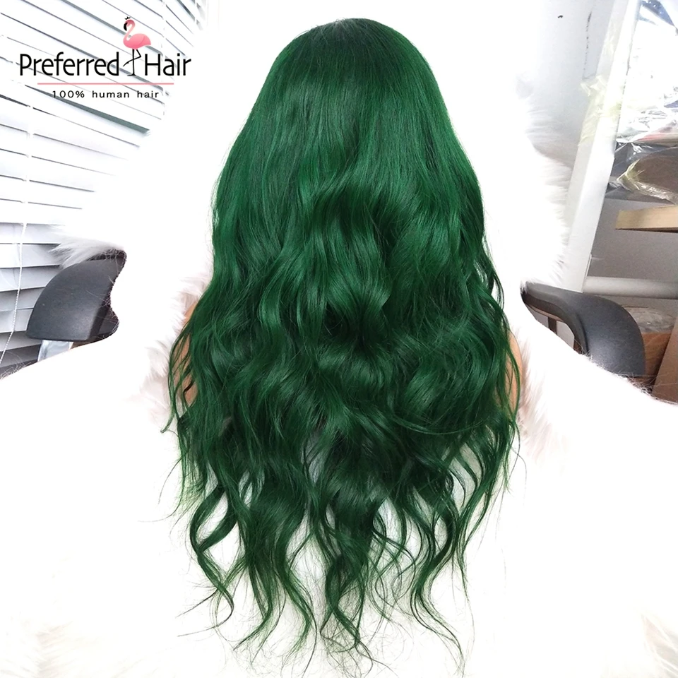 Парики из бордового кружева спереди preplicked Glueless зеленый парик человеческих волос