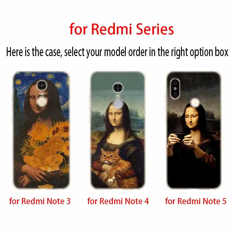 Прозрачный силиконовый чехол с забавным рисунком Ван Гога Мона Лизы для Xiaomi Redmi