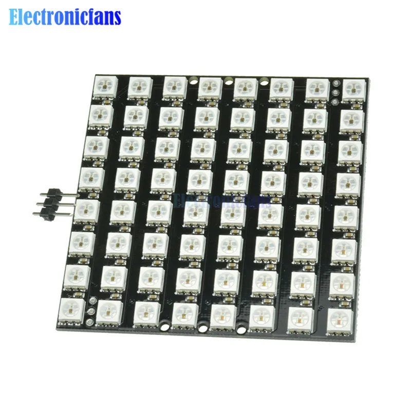 8*8 64 светодиодный s 5050 RGB WS2812 WS2812B полноцветная Гибкая Светодиодная панель