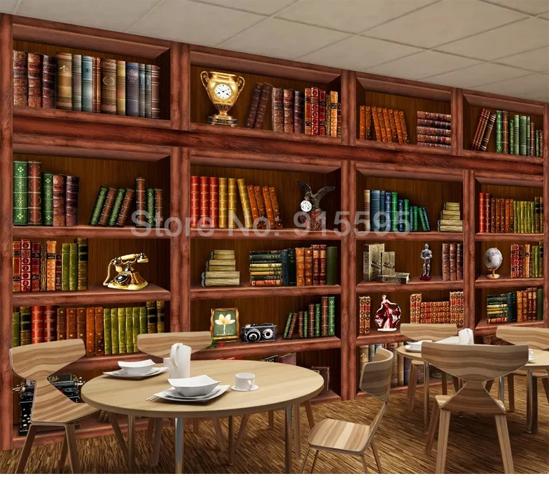 Пользовательские 3D фото обои Papel де Parede Фреска Ретро книжный шкаф книжная полка 3D гостиная фон настенная живопись украшение дома