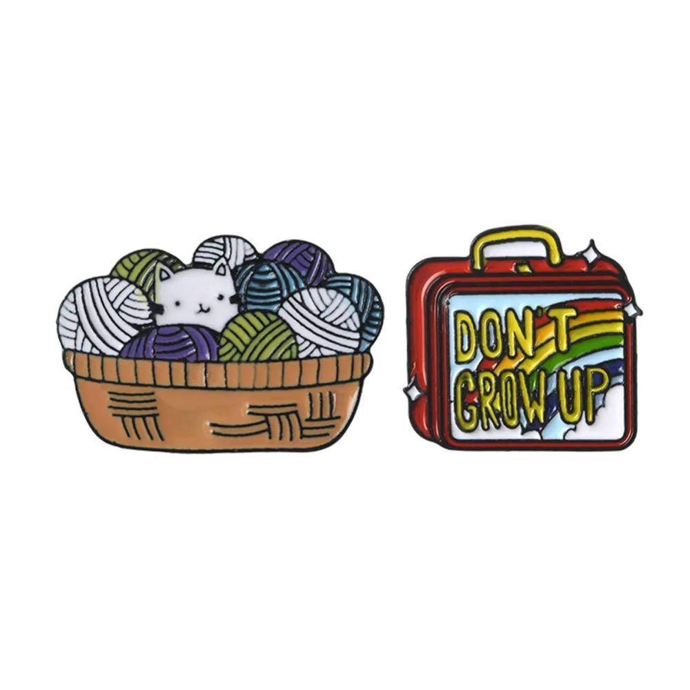 Милый кот брошь ланч бокс сумка чемодан булавка каваи животное металлическая