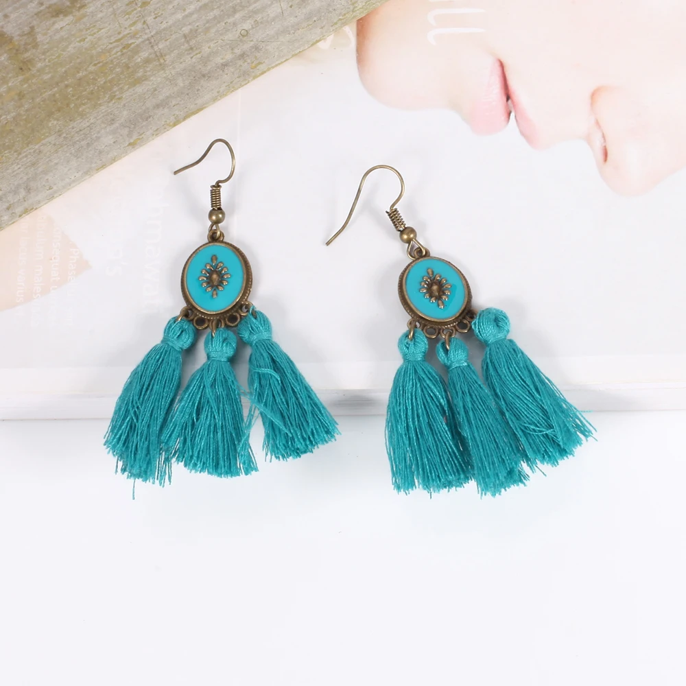 2018 женские серьги с кисточками в стиле панк ювелирные украшения кремового синего