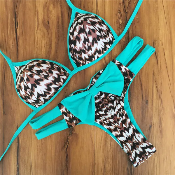 blue leopard Купальники trangel, женский купальник, Леопардовый принт, купальник, бикини, пуш-ап, женский купальник, купальник для женщин, сексуальное бикини - Цвет: blue leopard
