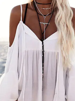 Новинка хит женская летняя Свободная блузка повседневная с открытыми плечами v