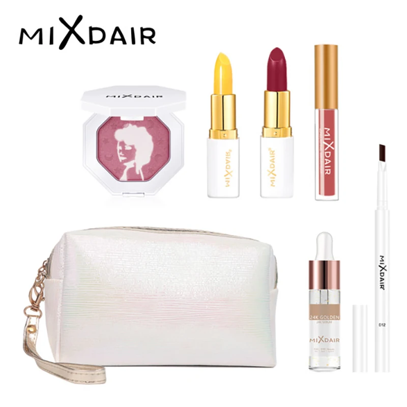 7 шт./компл. Женская губная помада блеск для губ карандаш бровей эссенция макияж