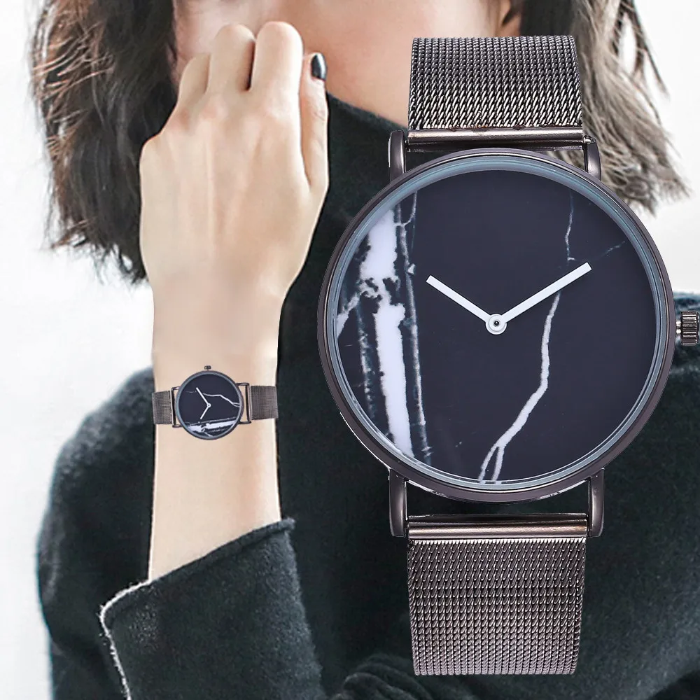 Женские кварцевые часы reloj mujer водонепроницаемые с синим стеклом Роскошные
