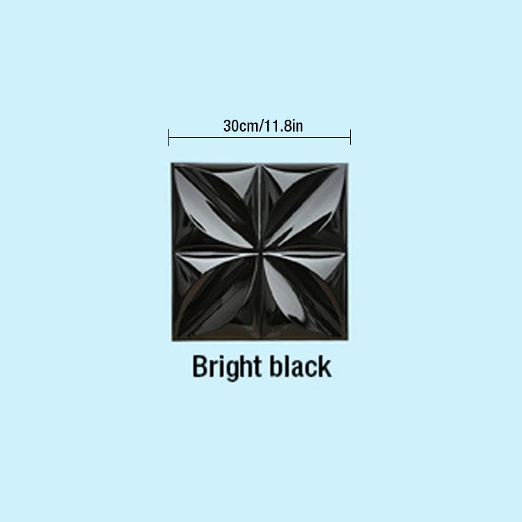 Bright black 30x30 см 3D Художественная настенная панель волнистая Роза резьба по дереву цветок 3D настенная кривая рельефная 3D перламутровая красочная Свадебная декорация обои - Цвет: Bright black