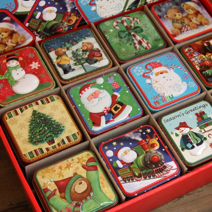 12 шт./лот мультяшная Рождественская мини коробка коробки для конфет и тортов на