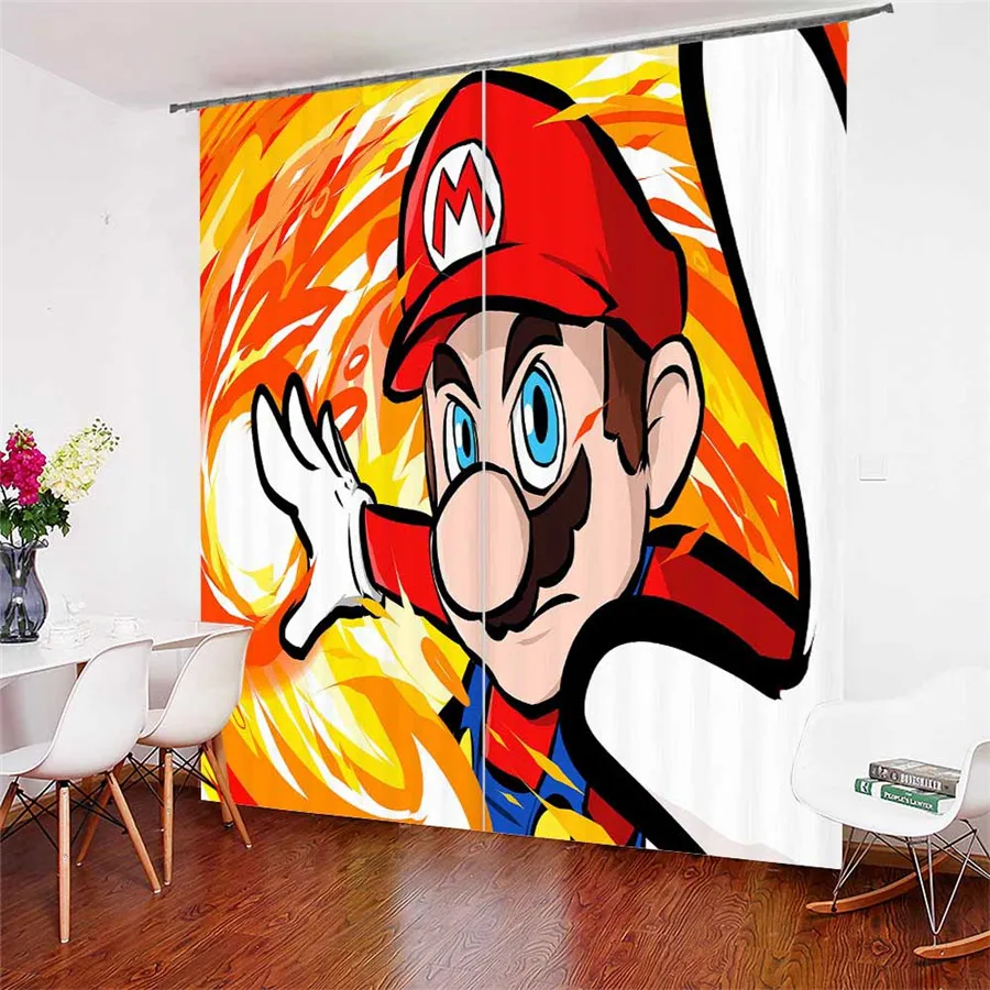 3D Window Curtains Mario Print for Living Room Bedding Room Home Decor Tapestry Wall Carpet Drapes Cotinas#MLA-1