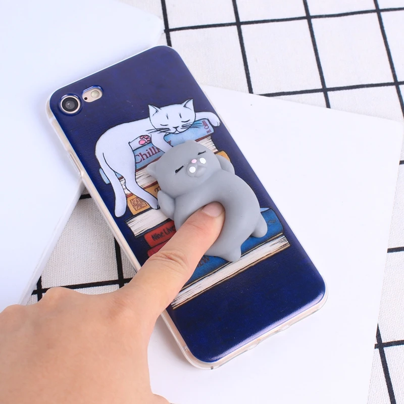Мягкий чехол для телефона iPhone 5S 6 6S 3D милый мягкий силиконовый с пандой и кошкой 5 se