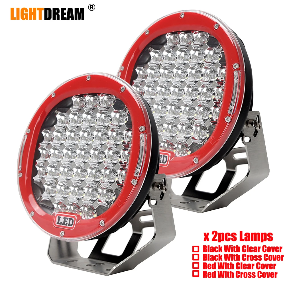 Pair 185w 9inch Red Black Round led driving light 9" led off road light Super power led work light for SUV ATV UTV 4X4 4wd car