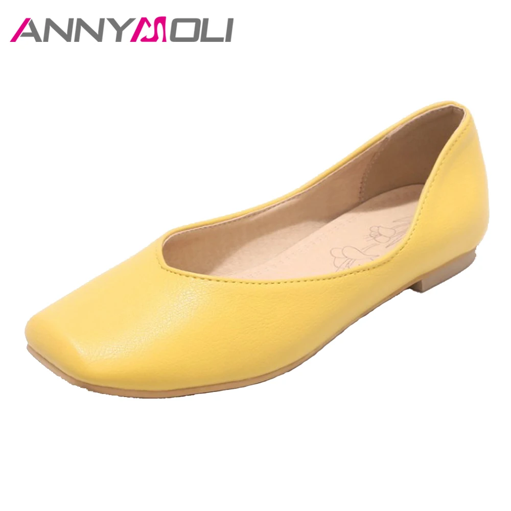 Женские туфли лодочки на плоской подошве с квадратным носком размеры 12 46|shoes