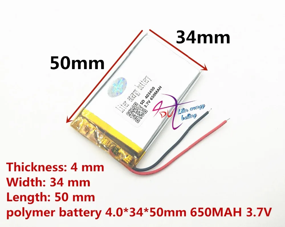 Аккумулятор Liter 3 7 в литий полимерная батарея 403450 650 мАч MP3 MP4 MP5 GPS навигатор умный