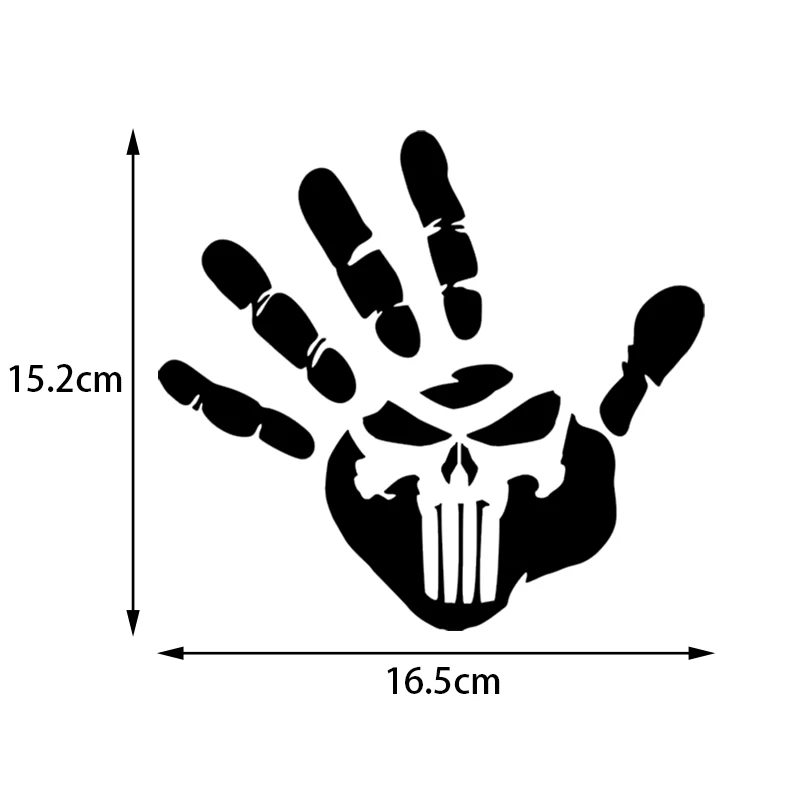 Personalized Custom Handprint Punishment Skull Car Stickers Interesting Styling Vinyl Decals 16.5*15.2CM Black Silver Laser | Автомобили и