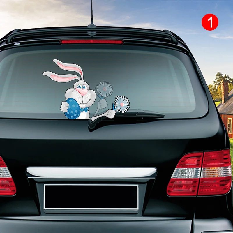 

Hot Easter Rabbit Wiper Decals PVC Car Styling Rear Window Wiper Removable Stickers BX