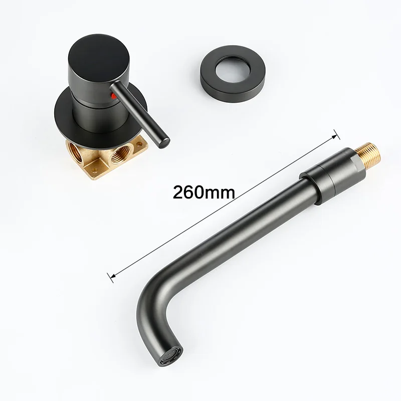 Wall Mounted Gunmetal Basin Faucet Single Handle Mixer Tap Hot Cold Bathroom Water Wholesale Bath Black White Rose Gold Faucet - Цвет: Gunmetal-260MM
