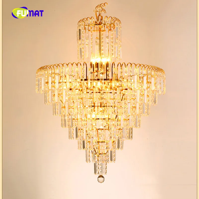 Фумат перевернутый конус глиф Золотой Кристалл K9 нержавеющая сталь LED подвесной