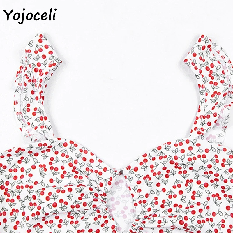 Yojoceli Симпатичные boho летние топы с принтом 2019 женские короткие рюшами рубашка |