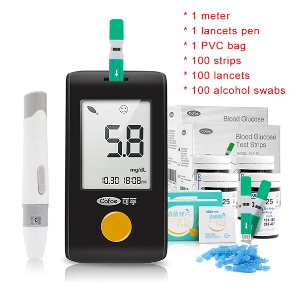 meter with 100 strip Cofoe YiLing медицинский глюкометр мг/дл бытовой монитор здоровья диабет Glm монитор сахара в крови и тест-полоска - Цвет: meter with 100 strip
