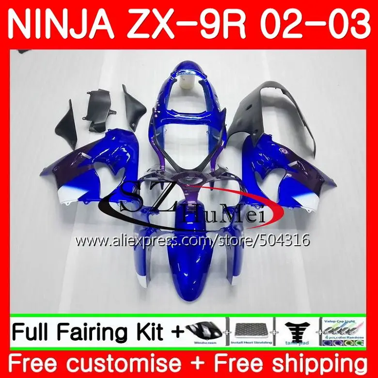 Корпус для KAWASAKI NINJA ZX 9R 02 03 ZX900 900 ZX9 R 17SH6 900CC 9 ZX9R 2002 2003 обтекатели комплект глянцевый