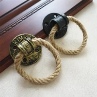 1 26 vintage drop ring drawer knobs hemp rope black bronze wardrobe cupboard pull cabinet knobs handle furniture hardware