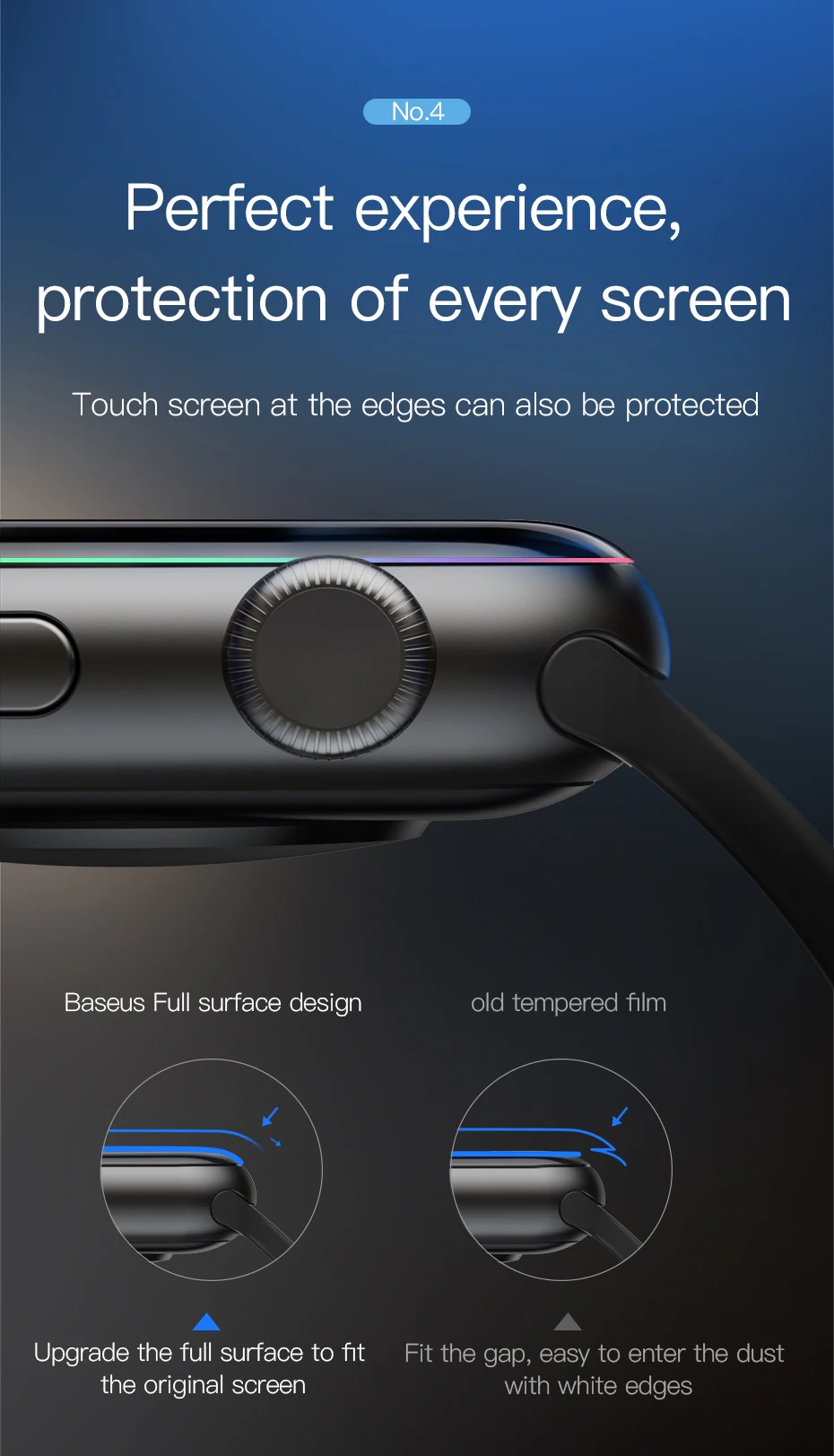 Тонкое защитное стекло Baseus 0,23 мм для Apple Watch 1 2 3 4 5 3D полное покрытие закаленное стекло для iWatch 4 3 2 Защита экрана
