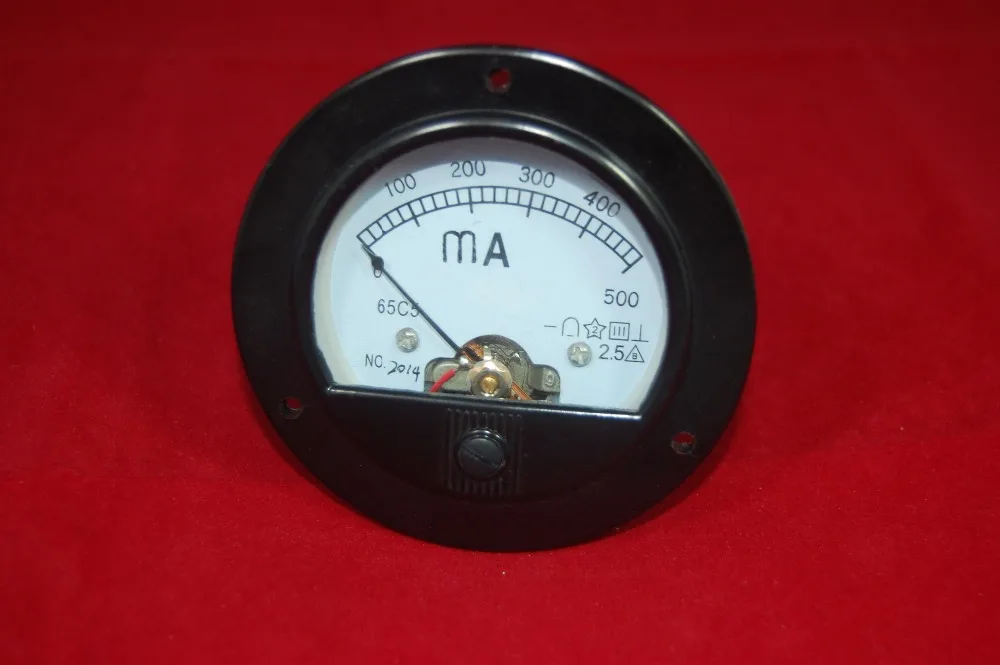 Круглый Аналоговый амперметр DC 0-500 мА панель Ампера ток DH62 метра прямое