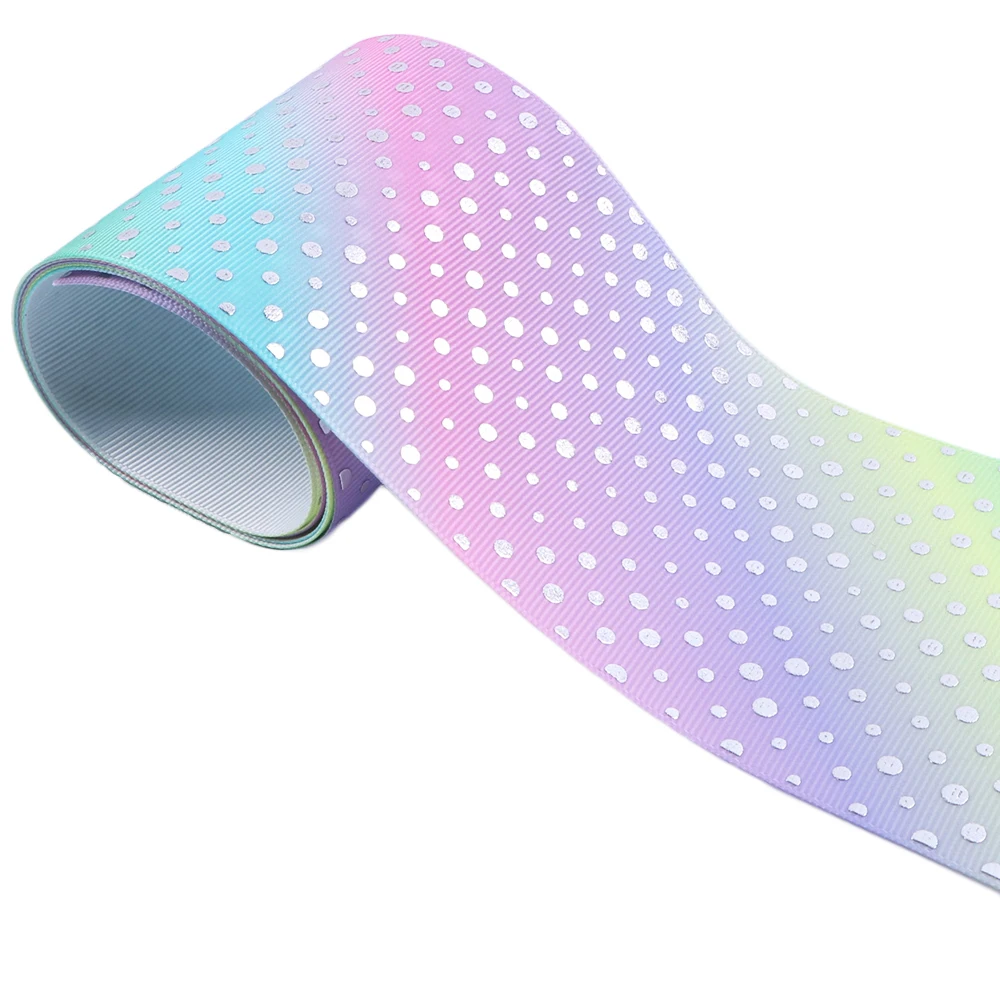David accessories 3"75mm dot rainbow polyester grosgrain tape ribbon 10yds,DIY handmade materials,wedding gift wrapping,10Yc4109