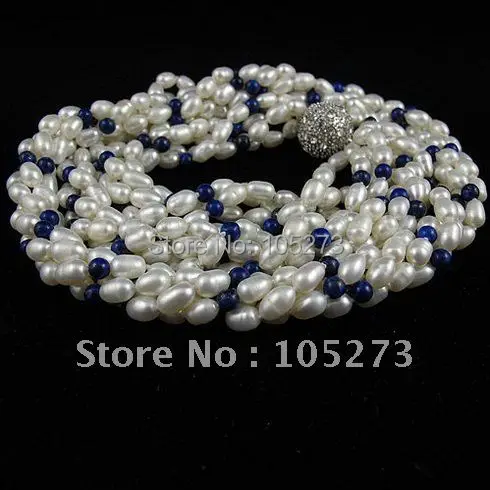 Очаровательный! Набор жемчужных украшений 4 6 мм Лапис и белый натуральный