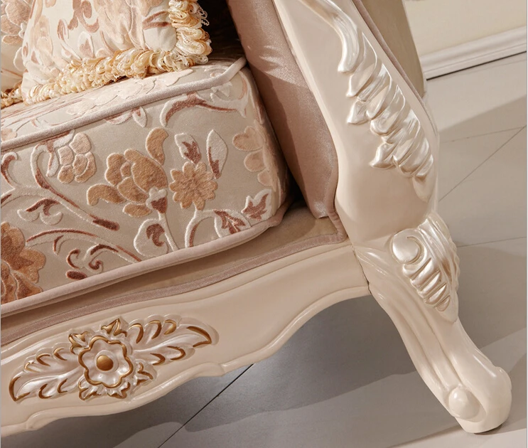 Антикварный стиль ткань диван дерево ручная резьба JLW502 | Мебель