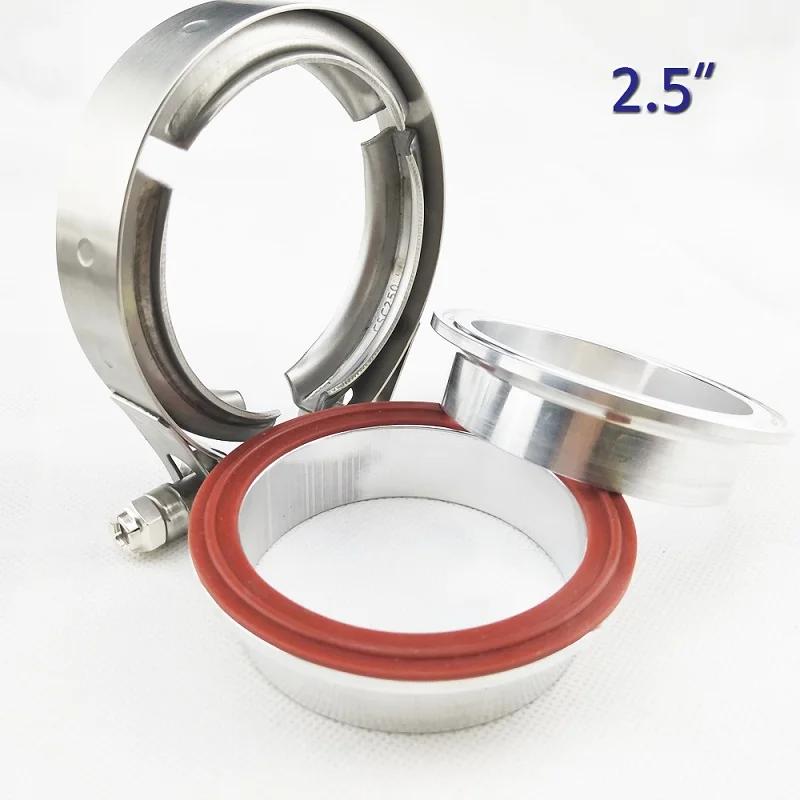 2.5inch ZUCZUG 1,5 дюймов до 5,0 дюймов Нержавеющая сталь 304 тиски с алюминиевым комплект фланцев для турбо выхлопная труба металлическая гайка - Цвет: 2.5inch