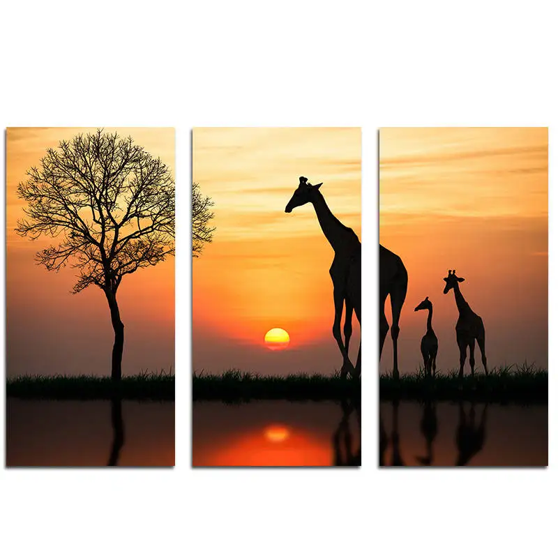 3 Pcs Animal Giraffes Oil Painting On Canvas HD Print Pictures Modular Work Art Poster for Home Living Room No Frame | Дом и сад