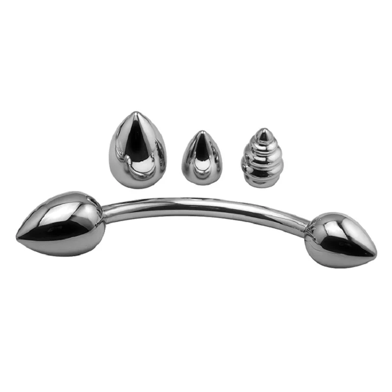 G spot massager Double dildo Penetration anal hook beads butt plug metal fake penis bondage SM sex toy for man woman | Красота и