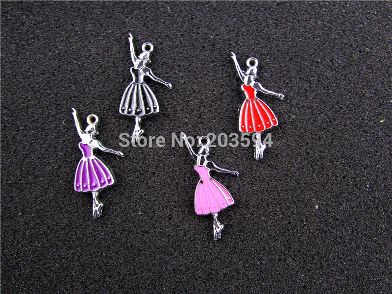 

AE530 Mix Color 20Pcs Alloy Metal Enamel Ballet Girl Charms Pendants 32x14mm