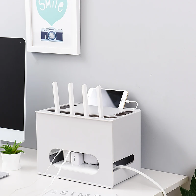 Двухслойный ящик типа Wi-Fi маршрутизатор коробка для хранения провода доска для хранения защиты оболочки кабель организации корзина