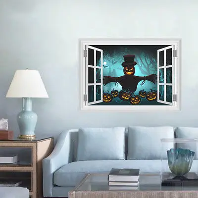 3D Хэллоуин пугало фон Настенный декор съемные настенные наклейки домашний