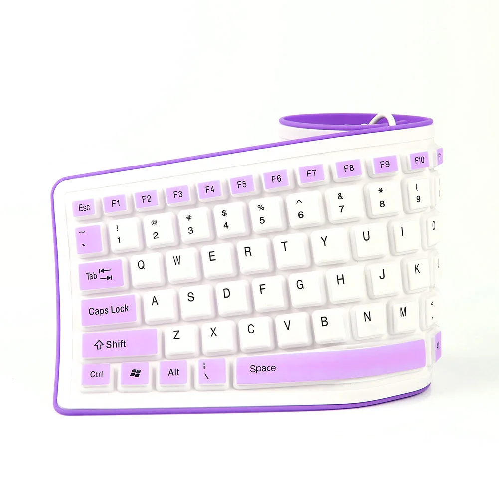 Складная силиконовая клавиатура USB Проводная Гибкая мягкая Водонепроницаемая