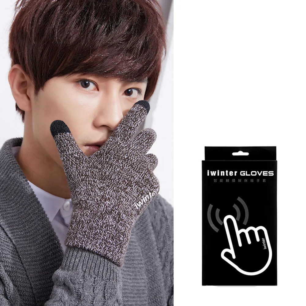 Вязаные защитные перчатки для сенсорных экранов мужчин и женщин осень зима
