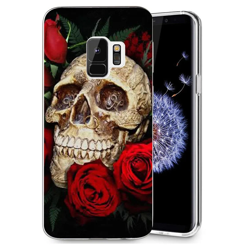 Модный Ретро стиль цветок Череп чехол для телефона Samsung Galaxy S9 S9Plus S8 Plus S7 edge Note 8
