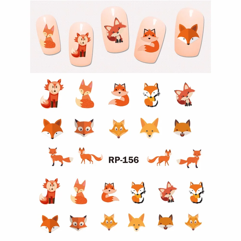 

NAIL ART BEAUTY NAIL STICKER WATER DECAL SLIDER CARTOON ANIMAL KOALA DEER PANDA ZEBRA RED FOX RP151-156
