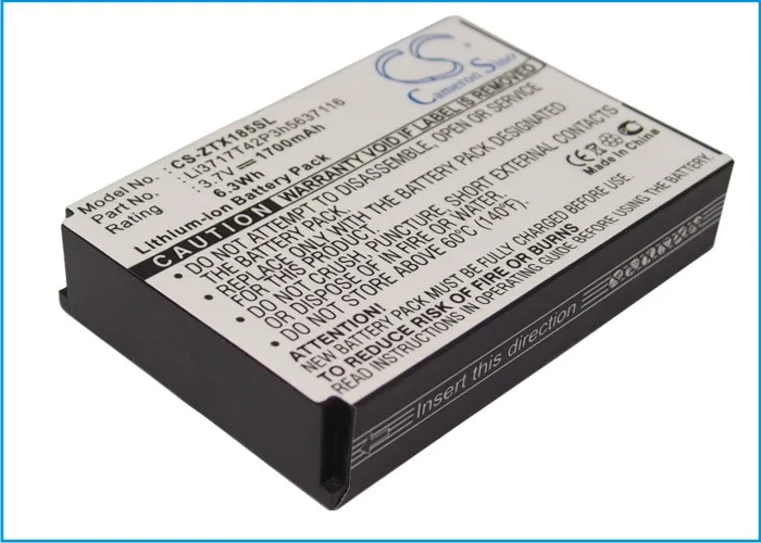 Cameron Sino 1700 мАч аккумулятор Li3717T42P3h5637116 для ZTE C60 C66 F158 F159 G180 G500 G510 G530 G540 G652 G682 X185 |