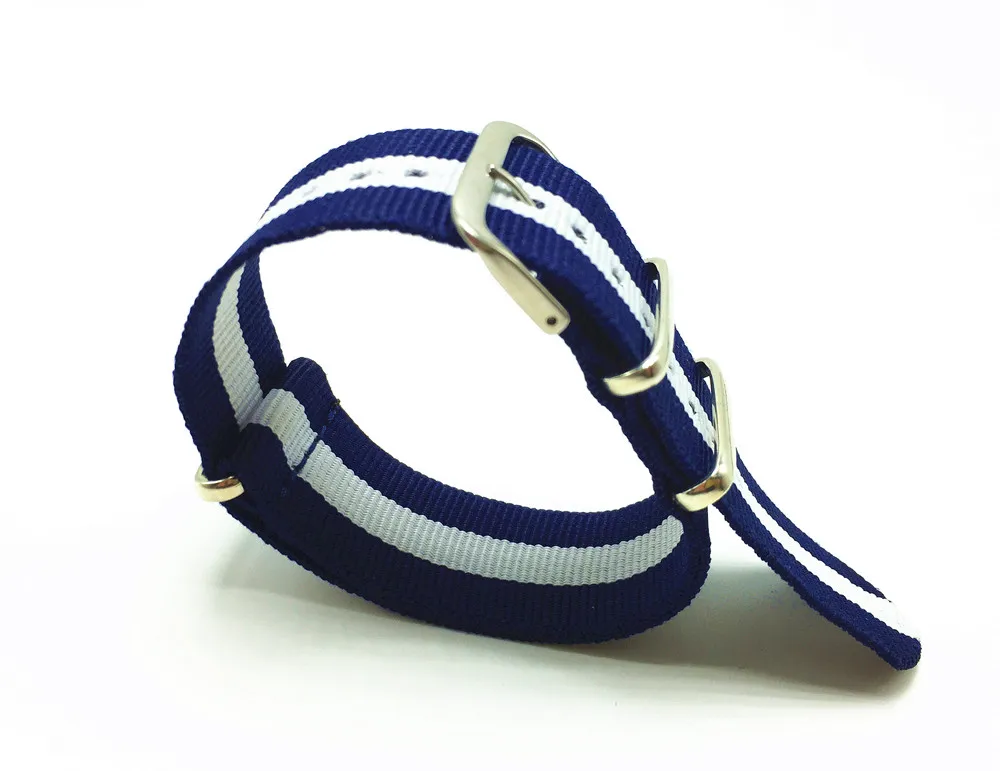 24 мм нато G10 синий белой полосой армия ремешок группы спорт для часов | Наручные